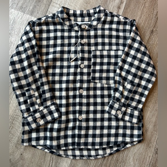 Zara Black and Cream Checkered Kids Shirt - Picture 1 of 1